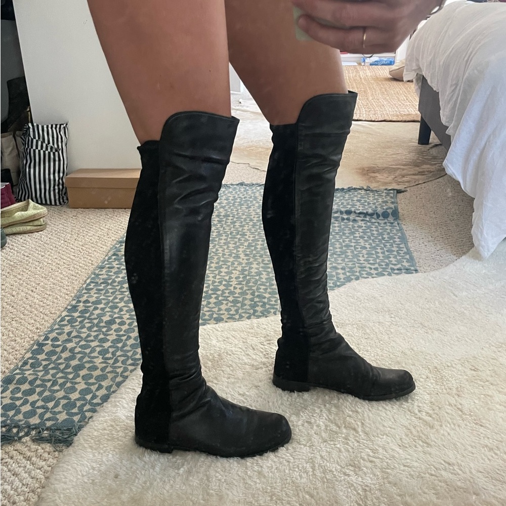 Stuart Weitzman Black Leather Over the Knee Boots - Picture 6 of 6
